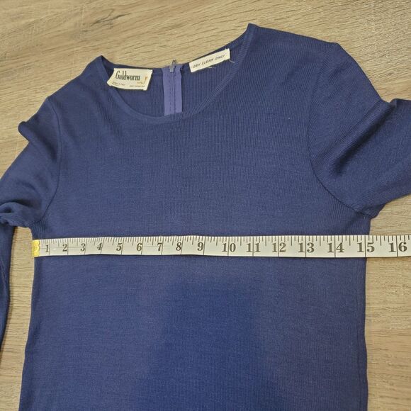 Rare Vintage 70s Goldworm Tussah Silk Knit Top Royal Blue Italy Luxury Designer - Picture 6 of 11